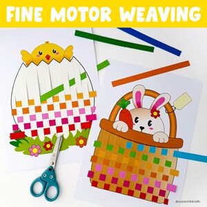 Druckbare Ostern Feinmotorik Papier Weben Handwerk Frühling Tier Arbeitsblatt Vorschule Dekorieren Sie eine Osterei Vorlage Lernarbeit