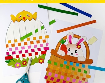 Printable Easter Fine Motor Skill Paper Weaving Craft Spring Animal Worksheet Preschool Decorate An Easter Egg Template Educational Activity