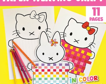 Kindergarten craft template paper weaving activity animals printable craft preschool art activity paper craft color page animal summer craft