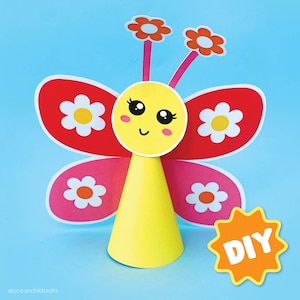 DIY butterfly craft template kindergarten art project Summer template colorful art activity preschool craft template coloring page kids art