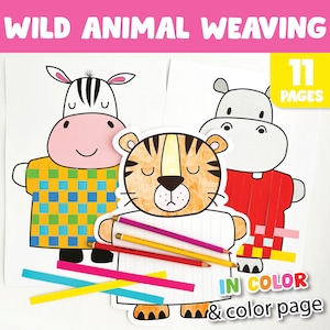 Wildtiere Papier Weben Handwerk DIY druckbares Papier Handwerk Kindergarten Handwerk und Farbe homeschool Kunst