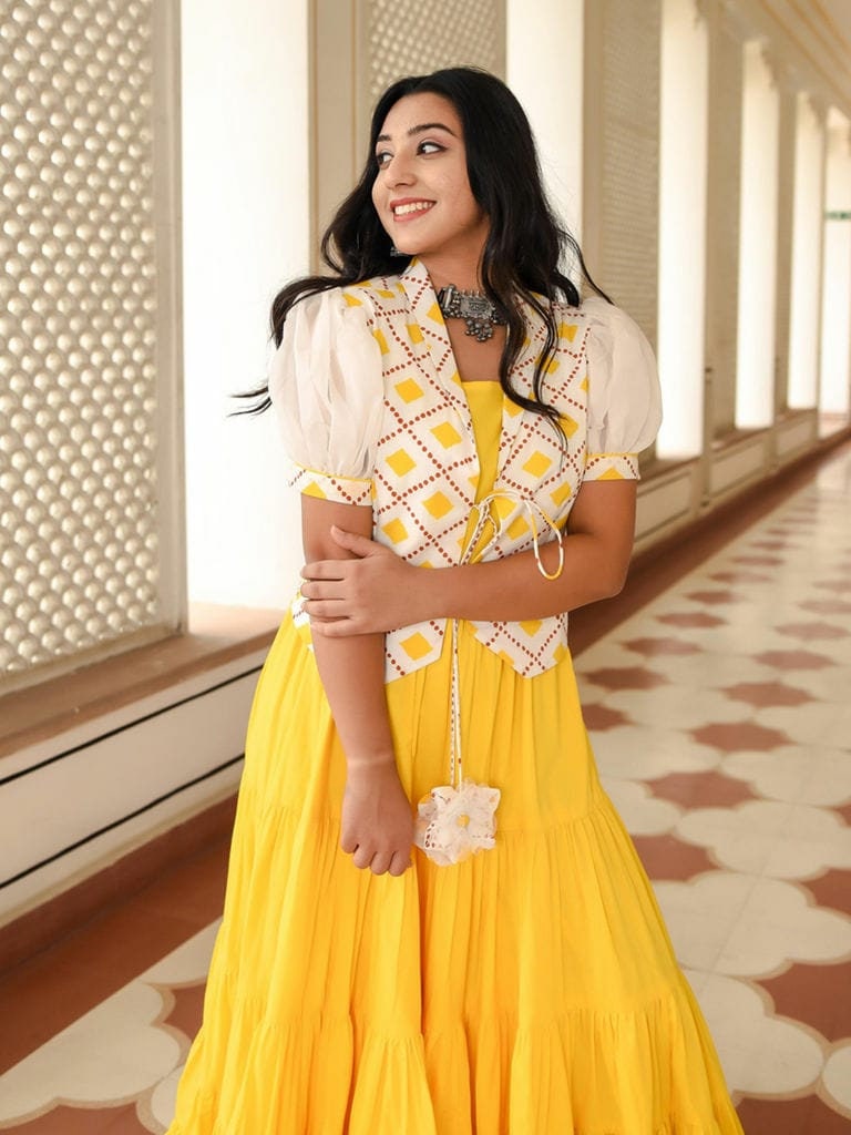 Yellow Indian Gowns  Buy Indian Gown online at Clothsvillacom