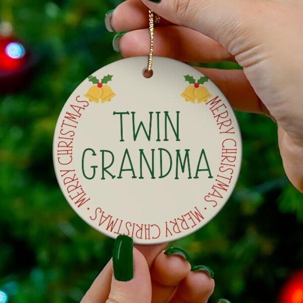 Twin Grandma Ceramic Christmas ornament, twin ornament holiday decoration