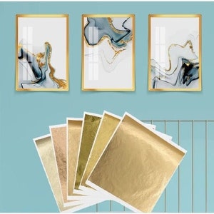 100 Sheets of Gold Leaf Gold Foil Sheets 9 X 9 Cm Gold, Gilding Frames,  Craft Supplies 