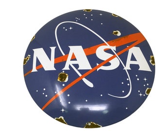 Very Rare Original Enamel NASA Wall Plaque Hanging Vintage Metal Sign