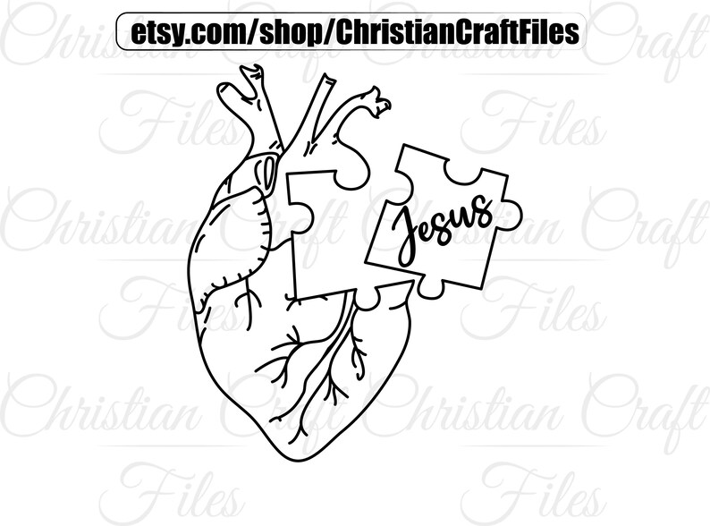 Jesus in Heart Puzzle Piece Svg, Christian Svg, Jesus Christ Svg, Jesus Svg, Christian Clothing ...