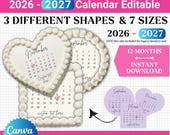 Burn Away Cake Topper Bundle, Calendar Digital, Editable Calendar 2026 2027, Cake Decorating Template, Canva Calendar, Printable Digital