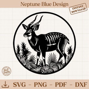 Kudu Antelope Svg, African Animal Png, Safari Clipart, Wildlife Svg, Kudu Vector, Animal Silhouette, Cut File for Cricut Silhouette