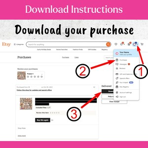 Download Instructions Infographic, Etsy Purchase Guide Digital Print