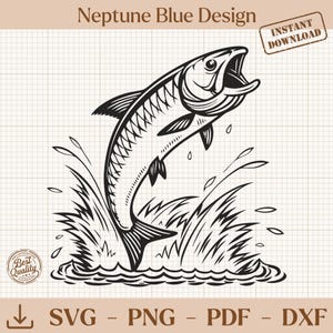 Tarpon Svg, Tarpon Png, Fishing Clipart, Saltwater Fishing Svg, Tarpon Artwork, Tarpon Digital File for Cricut and Silhouette