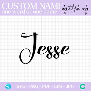Jesse Names Cursive Custom Name Calligraphy SVG & PNG Bundle, Perfect Cut File for ...