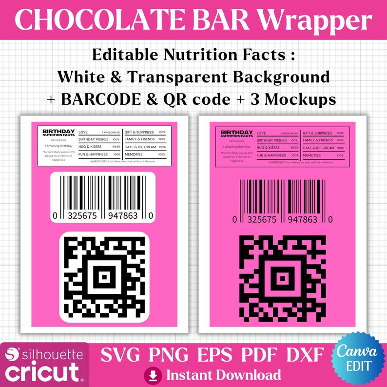 Chocolate Bar Wrappers Template Bundle, Editable Candy Bar Label, Canva ...