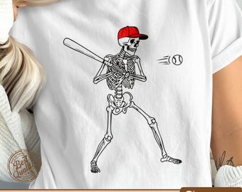 Mascota de béisbol esqueleto SVG, Halloween PNG, Clipart de jugador de béisbol, Tema espeluznante SVG, Esqueleto de Halloween, Clipart de béisbol