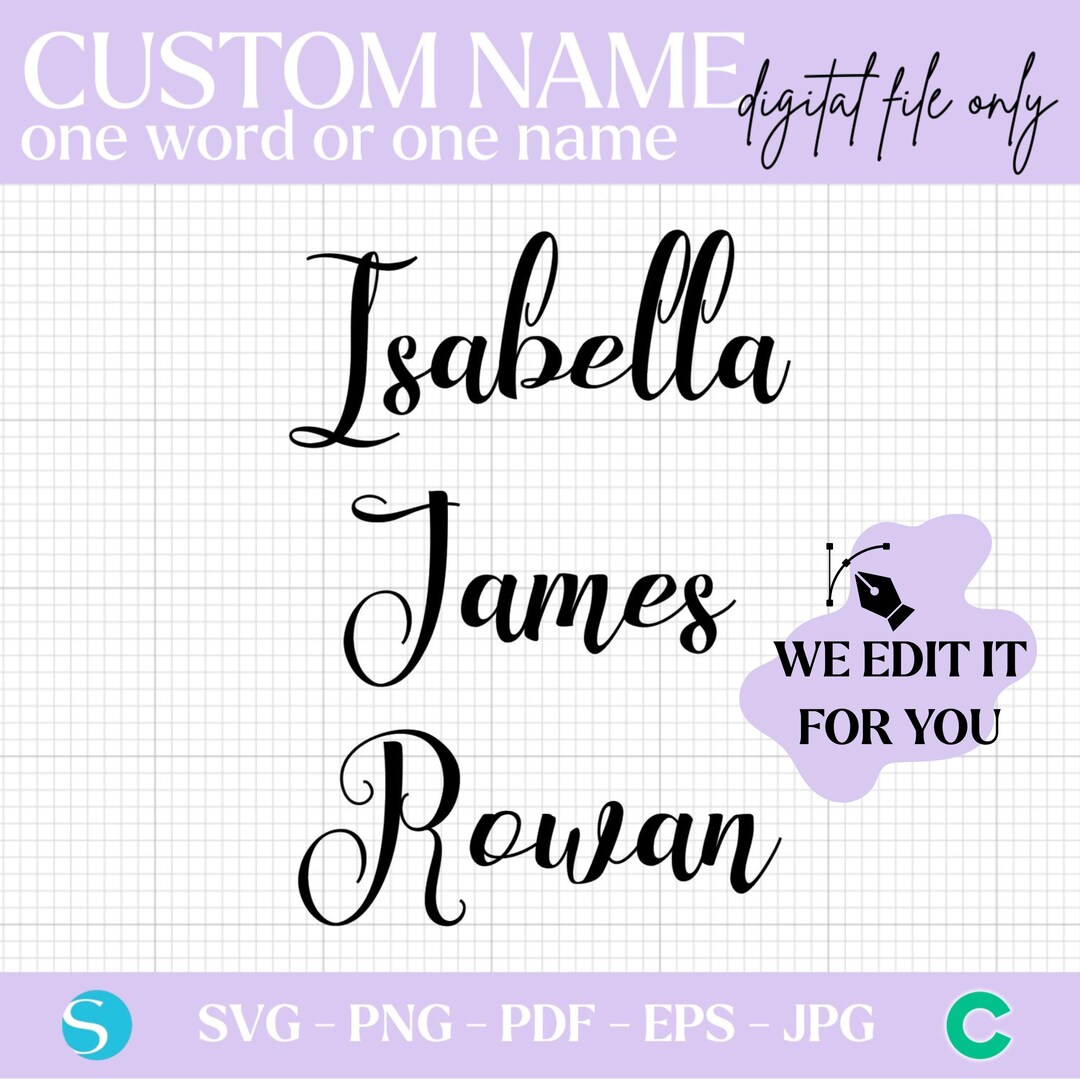 Custom Name Calligraphy SVG & PNG Bundle, Perfect Cut File for ...