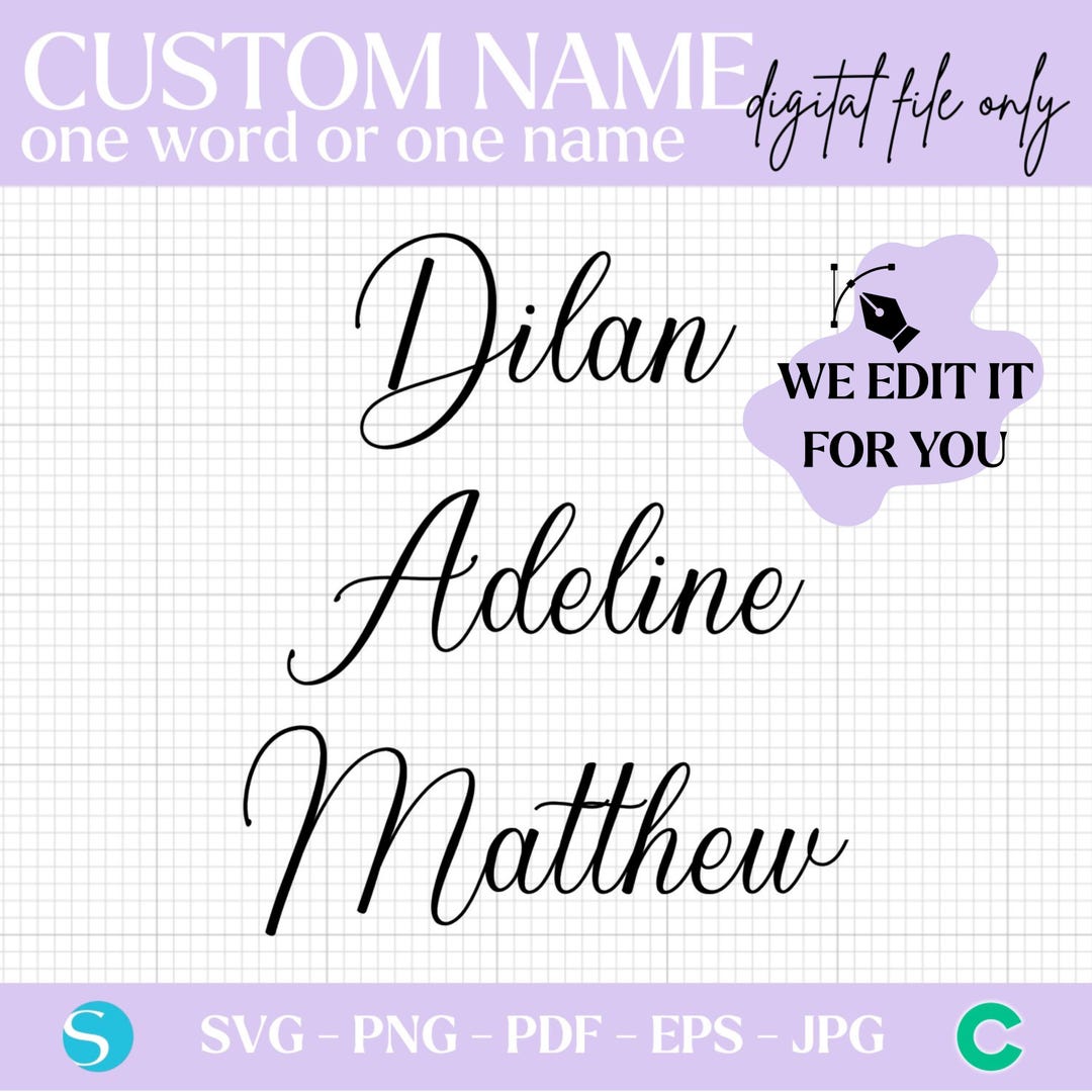 Custom Name Calligraphy SVG & PNG Bundle | Perfect Cut File for ...