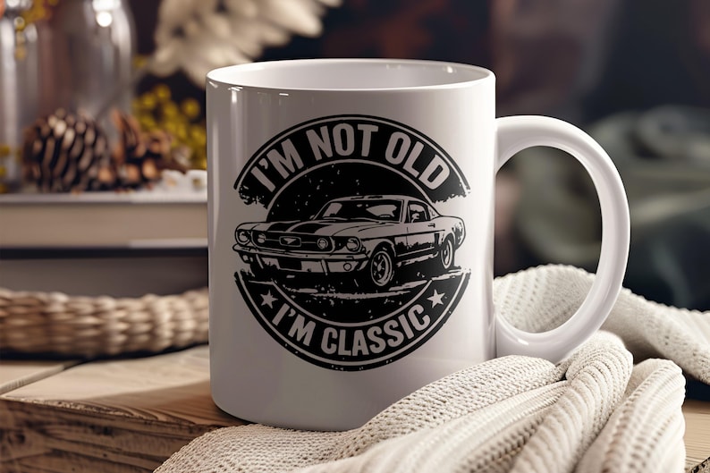 Vintage Car Mug 'I'm Not Old I'm Classic' Retro Muscle Car Collectible Coffee Cup, Car Enthusiast Gift, Classic Car Birthday Present
