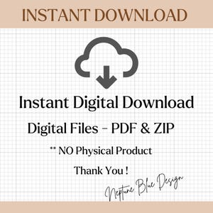 Instant Digital Download Cloud Icon, PDF and ZIP Files, No Physical Product, Quick Access Files, Neptune Blue Design