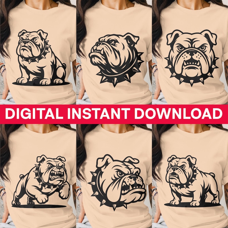 Bulldog Graphic T-Shirt Design, Angry Dog Face, Digital Download, Pet Lover Gift, Printable Vector Art for Apparel, DIY Shirt Print