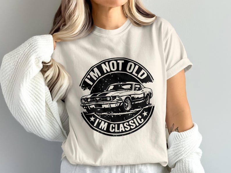 Vintage Car T-Shirt 'I'm Not Old I'm Classic' - Classic Car Enthusiast Gift, Retro Style Muscle Car Graphic Tee, Unisex Fashion Top