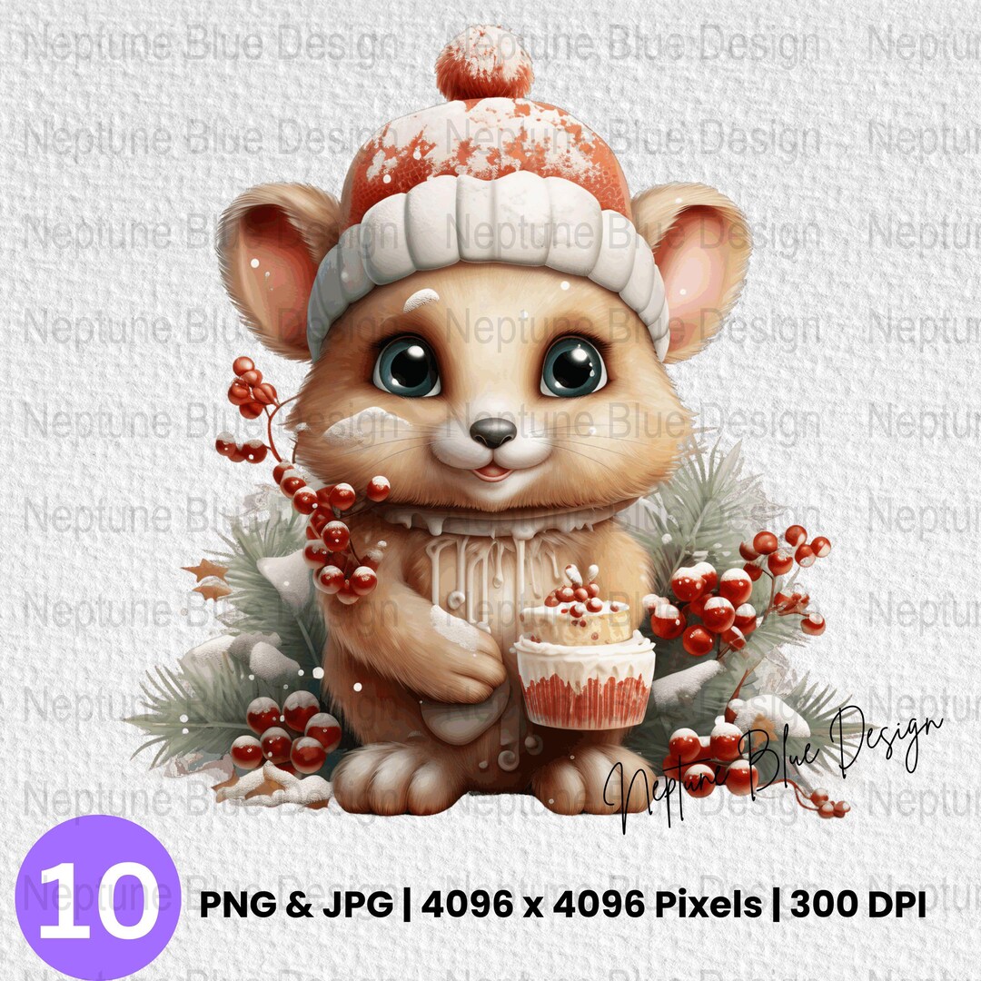 Christmas Mouse Clipart 10 High Quality Set of JPG and PNG Etsy