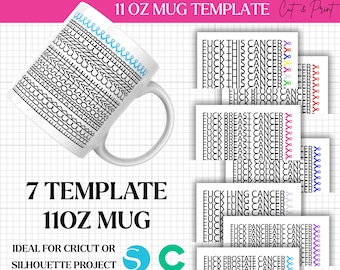 Fuck Prostate Cancer Hidden Message Mug Wrap, Colorful Awareness Ribbons, Cancer Warrior Gift, Sarcastic Get Well Soon Gift, PNG SVG Files