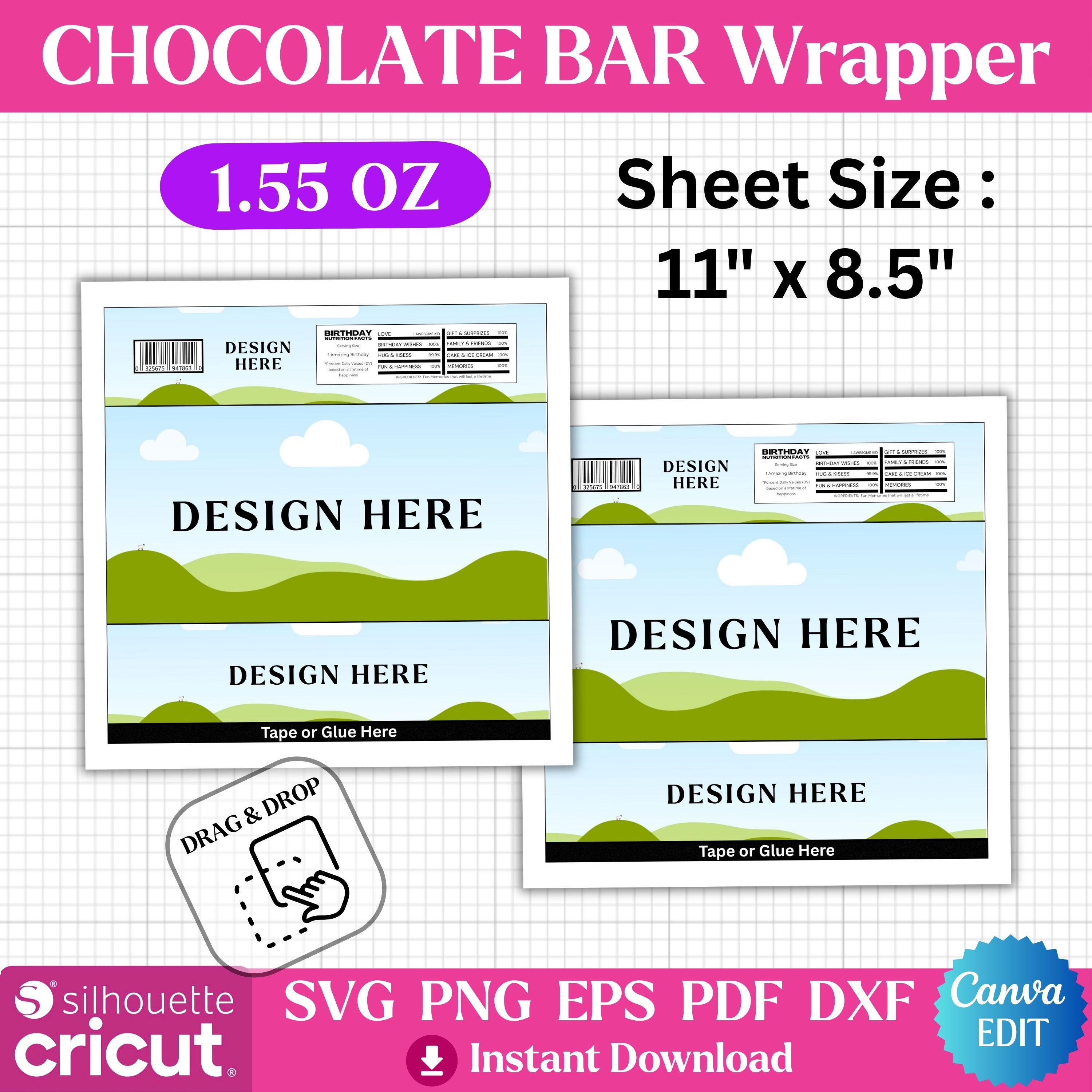 Chocolate Bar Wrapper Template 1.55 Oz, Editable Candy Bar Label, Canva ...