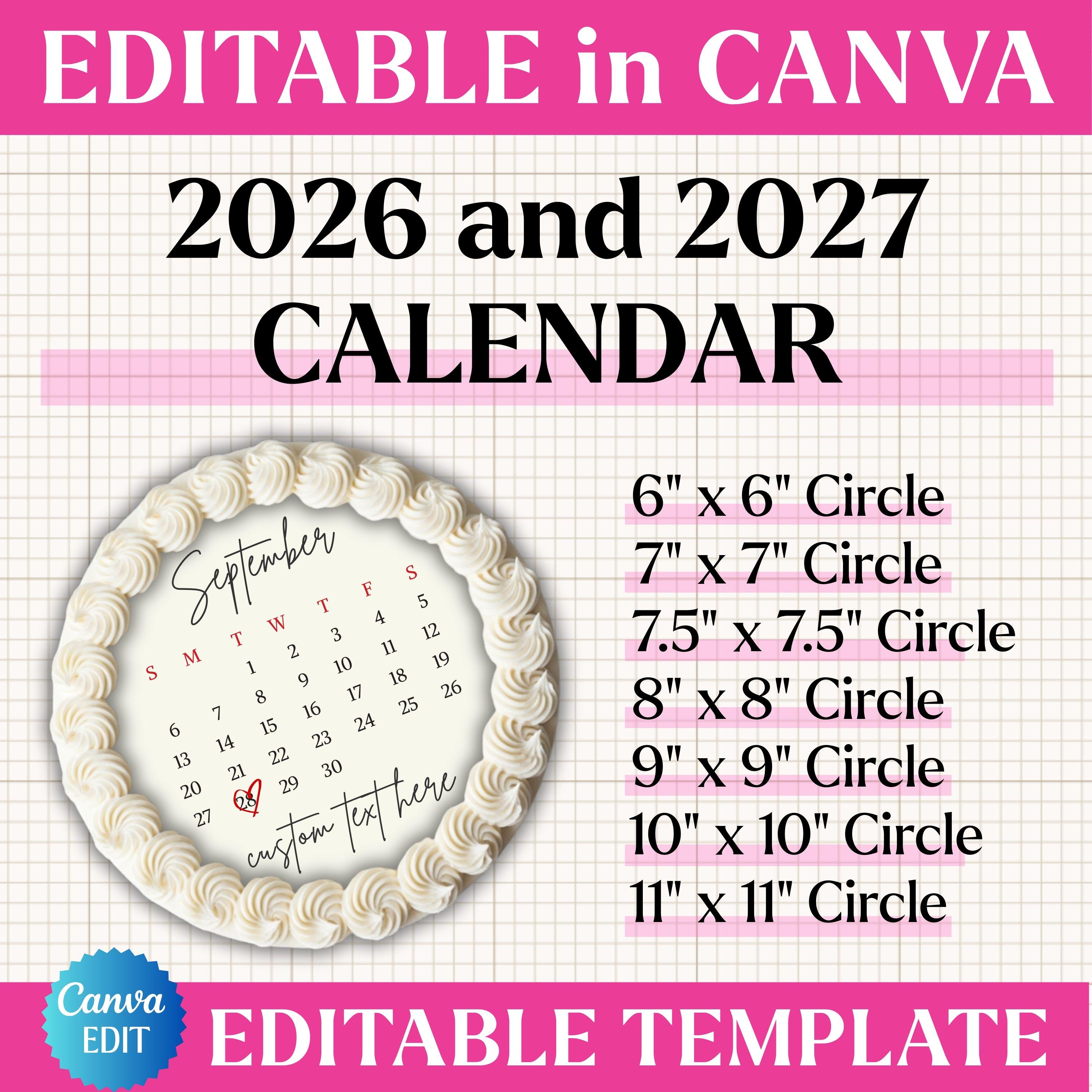 Burn Away Cake Topper Bundle, Calendar Digital, Editable Calendar 2026 2027, Cake Decorating ...