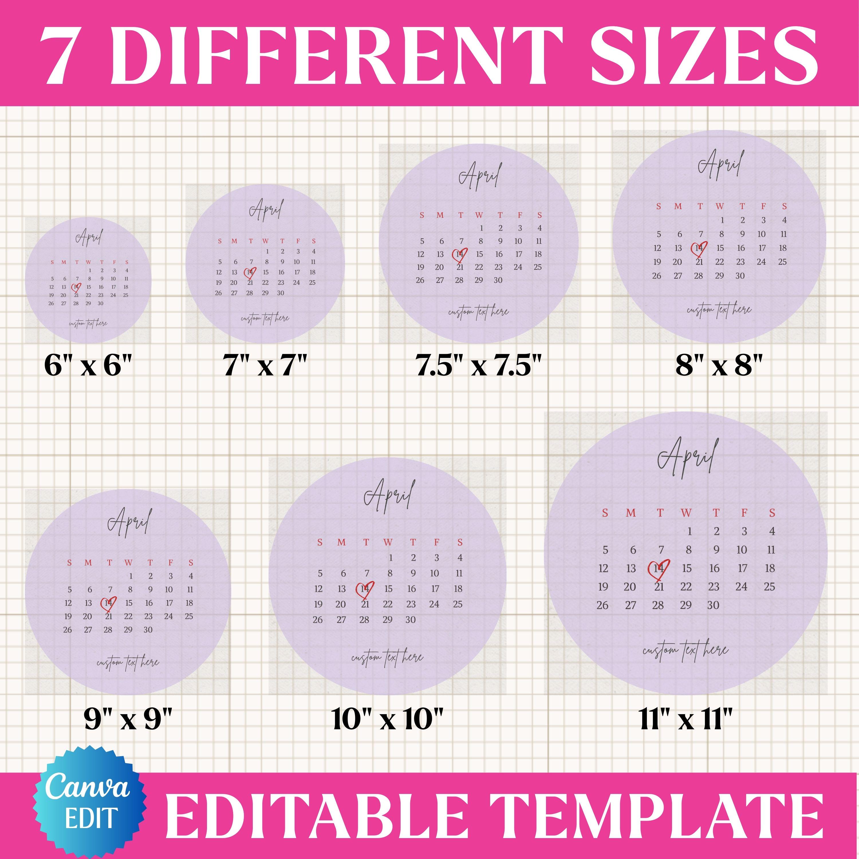 Generic Calendar Topper Burn Away Cake Topper Bundle, Calendar Digital, Editable Calendar 2026 ...