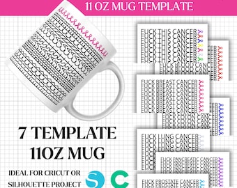 Fuck Breast Cancer Hidden Message Mug Wrap, Colorful Awareness Ribbons, Cancer Warrior Gift, Sarcastic Get Well Soon Gift, PNG SVG Files