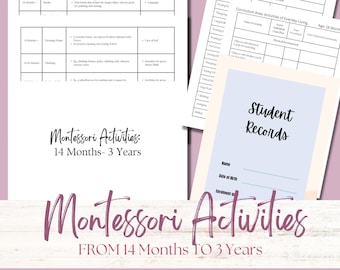 Montessori Activities for homeschool or classroom setting-From 14 Months To 3 Years-Individual Student Record Keeping-Montessori Materials