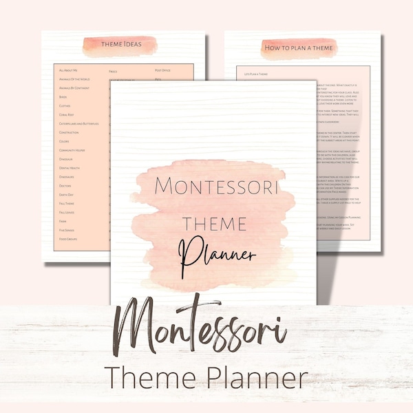 Planificateur de thème Montessori-planificateur de classe-thèmes de classe-thèmes-thème préscolaire-matériel Montessori-planificateur quotidien-planificateurs mensuels des enseignants