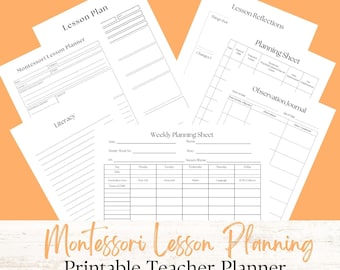 Montessori Lesson Planning Bundle-Montessori Materials-Observational Journal-Weekly Planning Sheets-Lesson Reflections-Planning Sheets