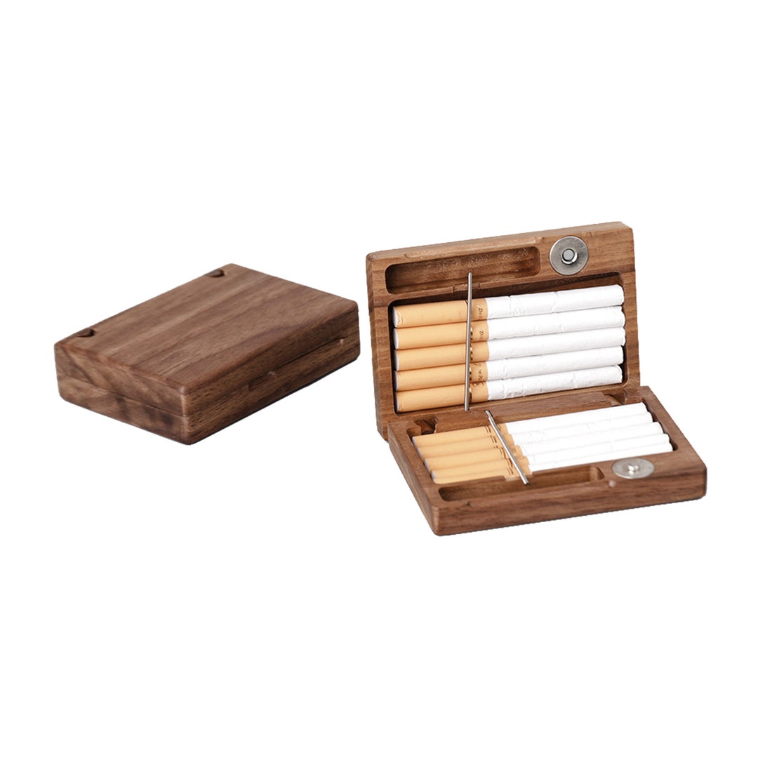 Walnut Wood Cigarette Case Portable Cigarette Box Cigarette Etsy