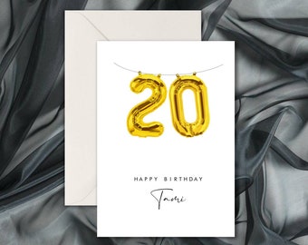 Geburtstag personalisierte Klappkarte Geburtstagskarte Gratulationskarte Heluimluftballons Luftballons