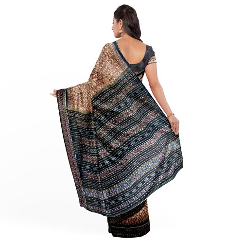 Sambalpuri Handwoven Saree with Chequered shops Design