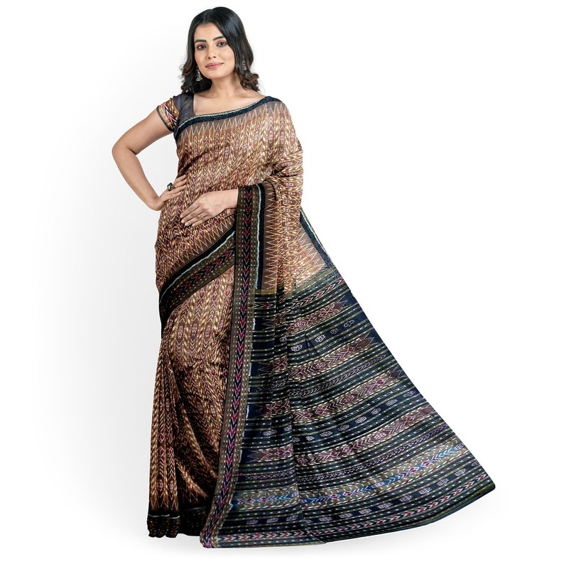 Sambalpuri Handwoven Saree with Chequered shops Design