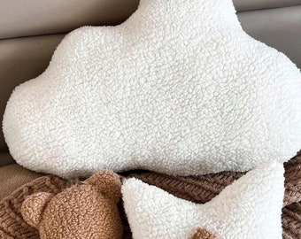 Handmade Teddy Boucle Cloud Pillow: Nursery Decor