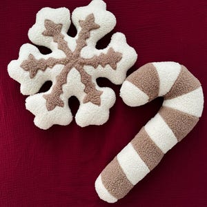 Zuckerstange Kissen Schneeflocken Kissen Set, Winter Sofa Dekor, Weihnachten Dekokissen, Weihnachtsgeschenk, Neutral Beige und Weiß