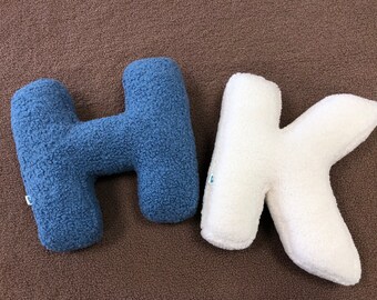 Teddy Fabric Letter Pillow: Custom Initial, Baby Room Decor