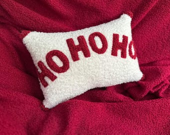 Cuscino natalizio "Ho Ho Ho" - Cuscino decorativo per le feste, decorazione invernale per la casa, accogliente regalo di Natale