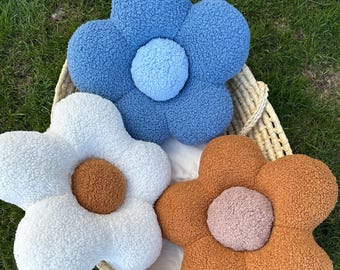 Handmade Daisy Pillow: Plush Floral Cushion, Nursery Decor