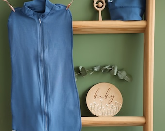 Blue Organic Cotton Baby Swaddle and Hat Set (0-3 Months)
