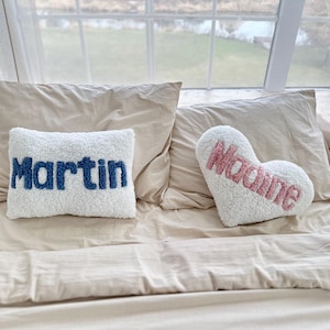Personalized Sherpa Name Pillow for Kids, Custom Nursery Decor, Baby Shower Gift, Heart pillow, Star Pillow, Personalized Baby Name Pillow