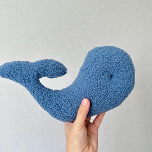 Whale Plush Toy for Kids, Big Blue Stuffed Whale for Cuddling, Handmade Plushie Ocean Animal, Whale Toy Gift for Newborn, Pillow Whale