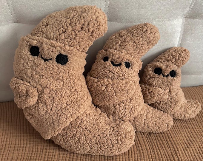 Croissant Plush: Handmade Sherpa Bread Pillow, Kawaii Food Decor