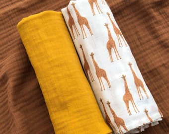 Bio Musselin Swaddle Set: Baby Decke aus Bambus Baumwolle
