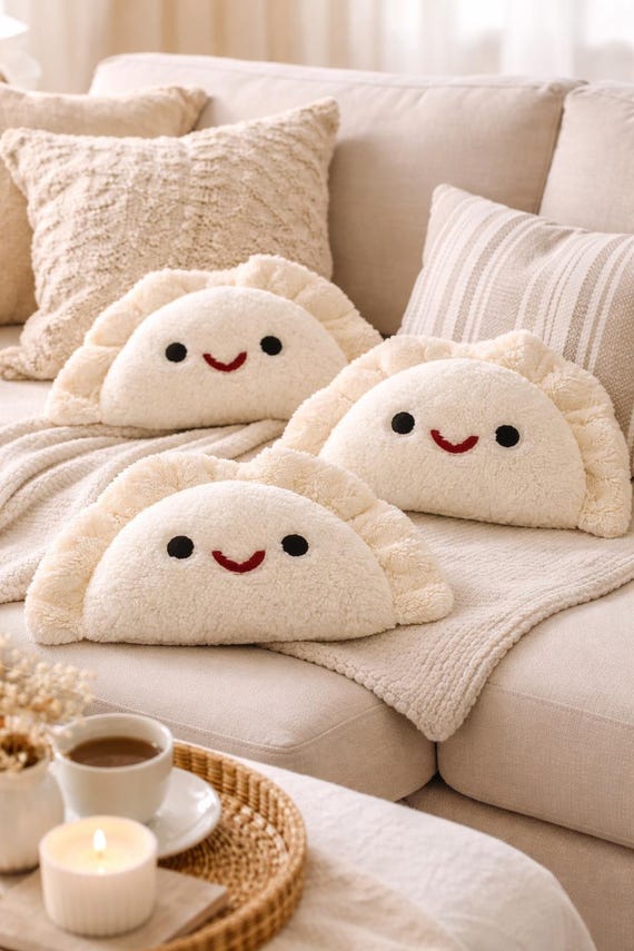Pierogi Pillow Plush, Cute Dumpling Pillow Gift, Kawaii Plush Toy, Funny Food Pillow, Unique Gift Idea