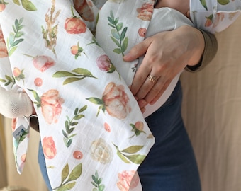 Floral Musselin Baby Decke: Atmungsaktiver Baumwoll Musselin