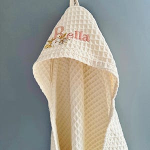 Personalized Baby Hooded Towel, Hooded bath towel for babies, Waffle towel kids, Organic cotton Baby bath towel