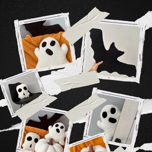 May include: A collection of Halloween-themed pillows featuring a ghost, a bat, and a pumpkin. The pillows are made of soft, plush fabric and are perfect for adding a touch of spooky fun to your home decor.